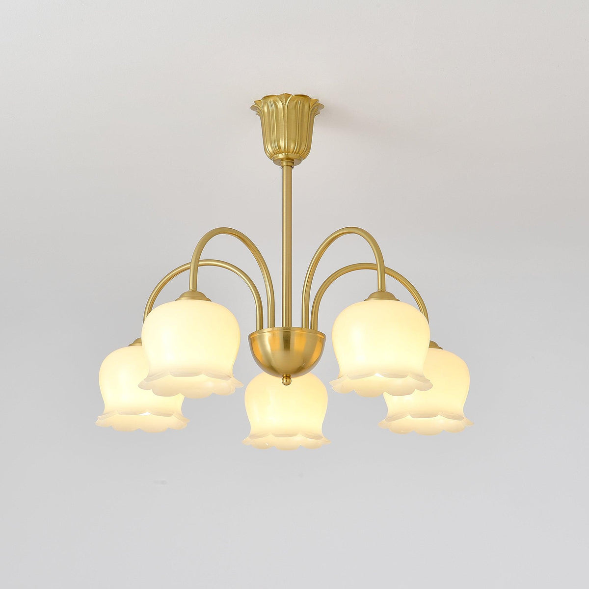 Solenora Kroonluchter messing Elegante Gebogen Arm