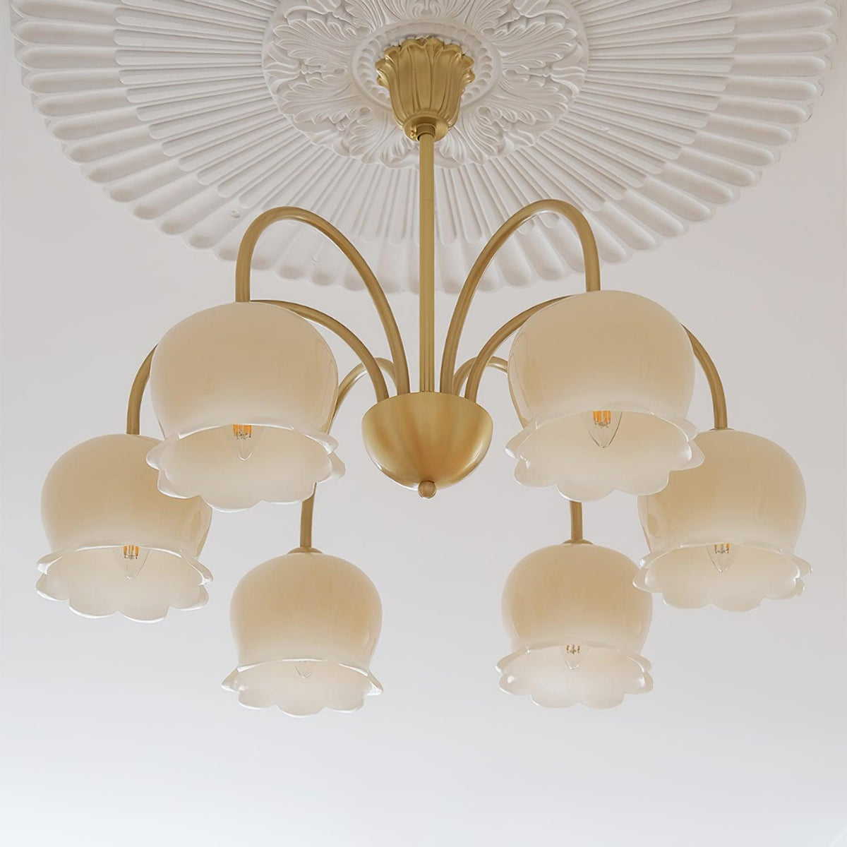 Solenora Kroonluchter messing Elegante Gebogen Arm