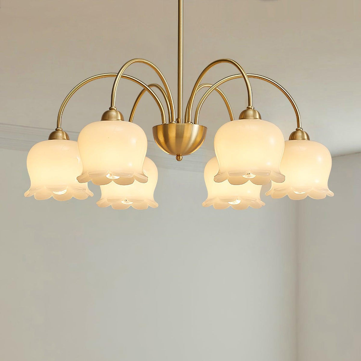 Solenora Kroonluchter messing Elegante Gebogen Arm