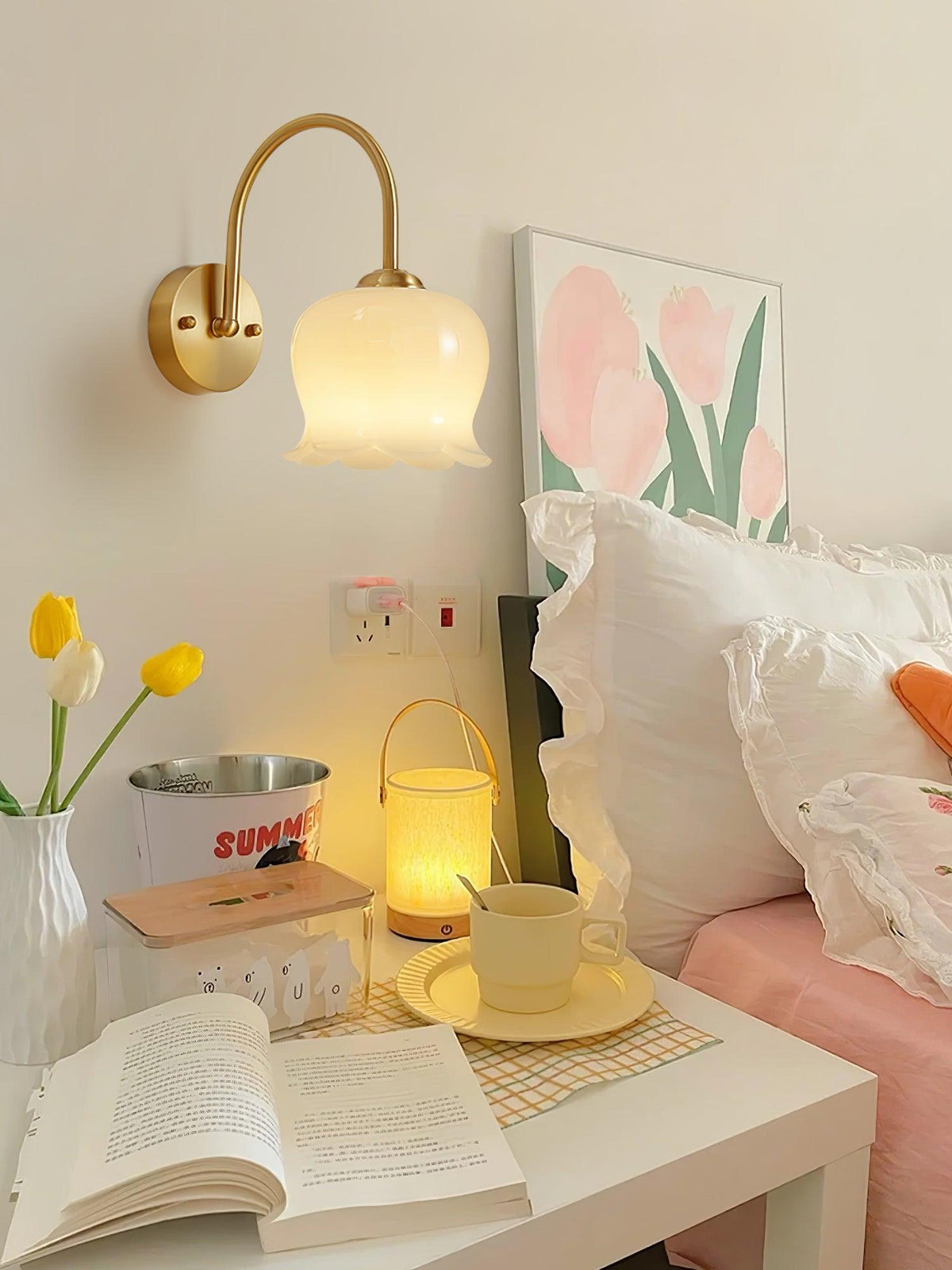 Avcarora Premium Noordse kunst messing glas wandlamp