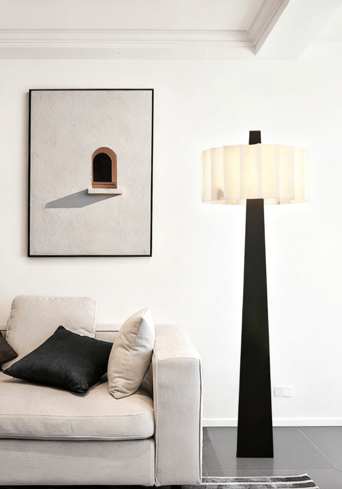 Nivalena albasten vloerlamp met plooilampenscherm