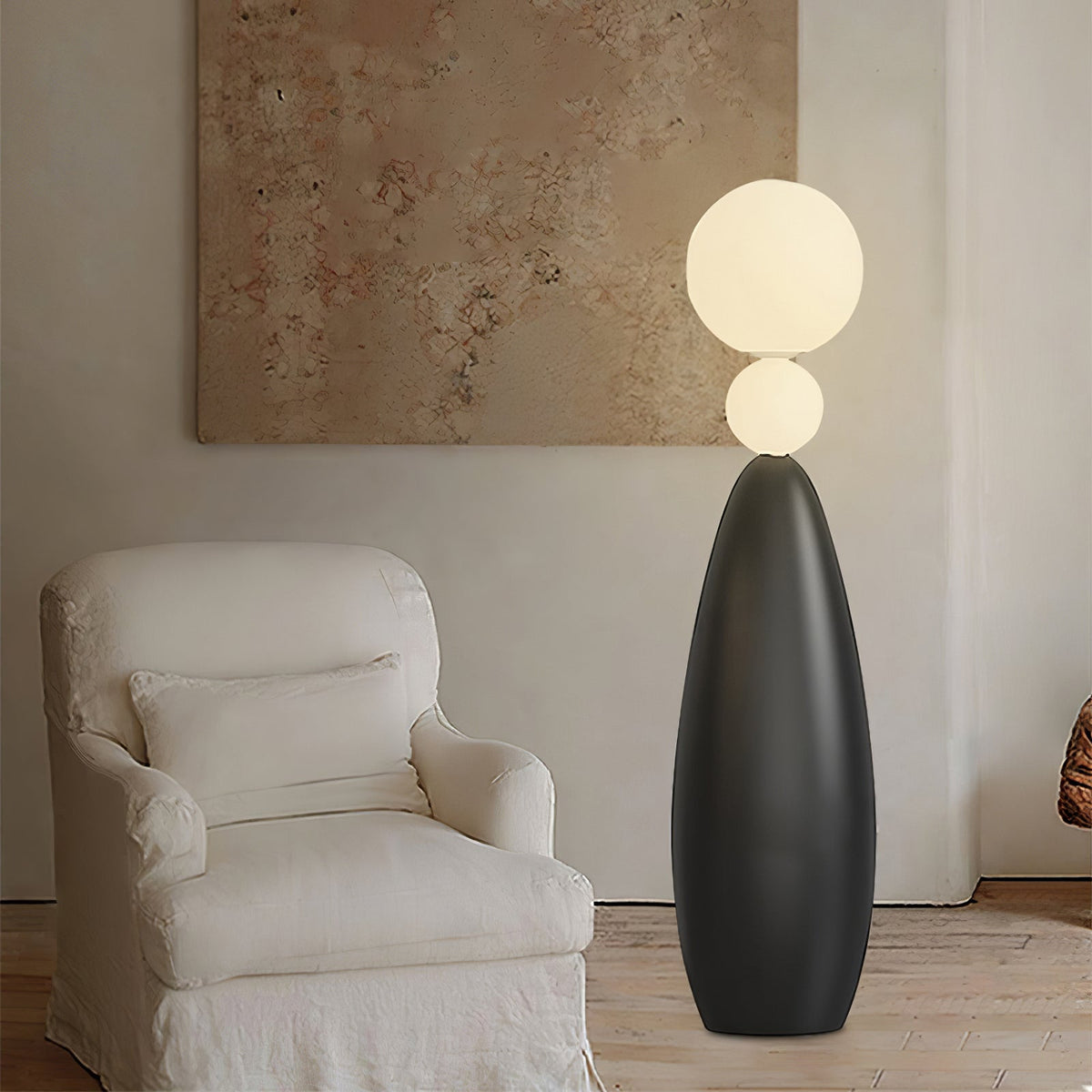Ervynel vloerlamp zwart bolvormig minimalistisch woonkamer