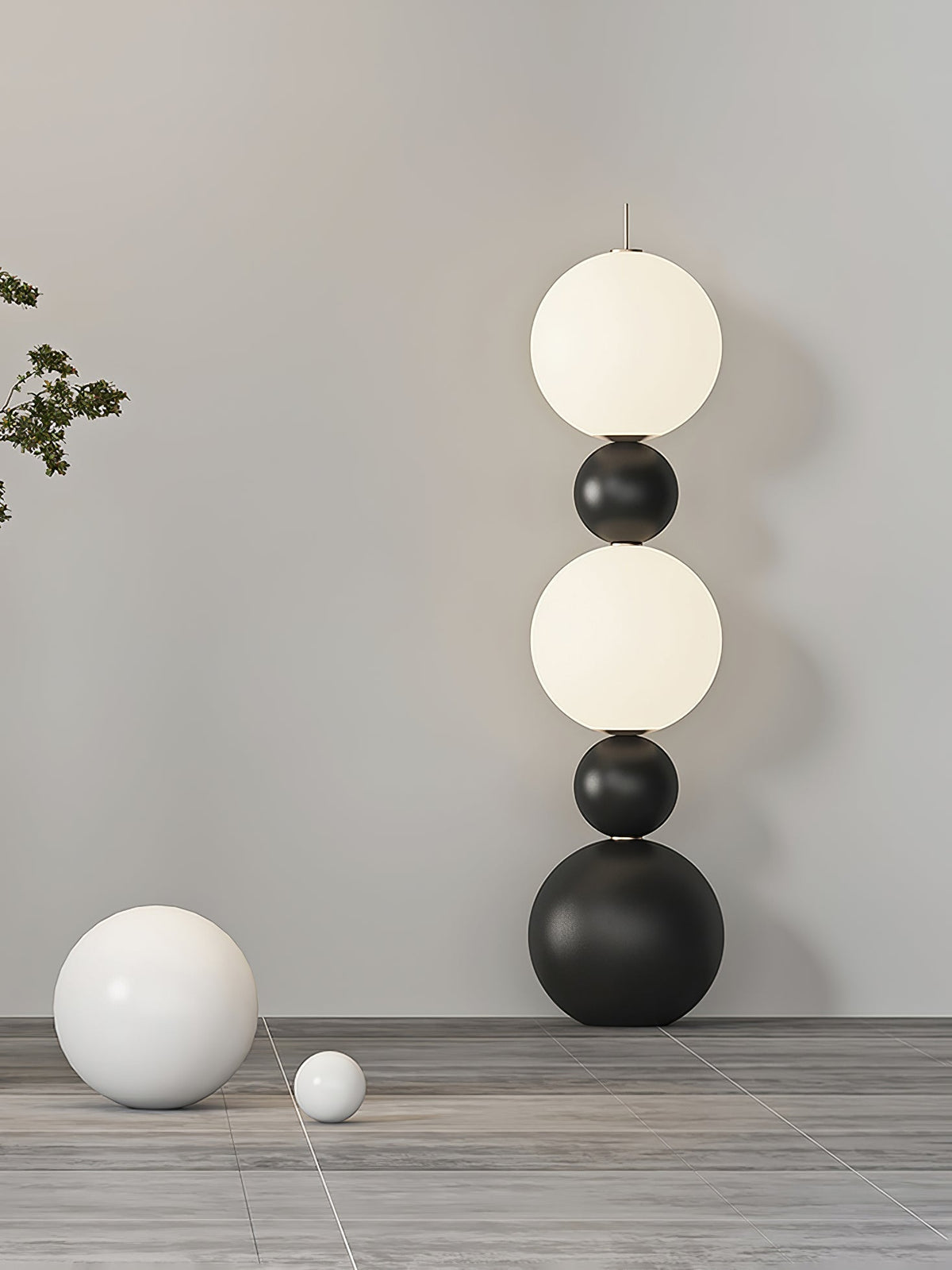 Ervynel vloerlamp zwart bolvormig minimalistisch woonkamer