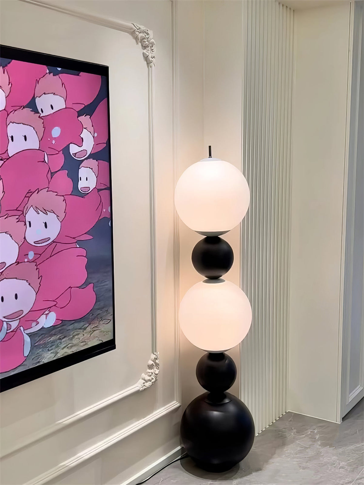 Ervynel vloerlamp zwart bolvormig minimalistisch woonkamer