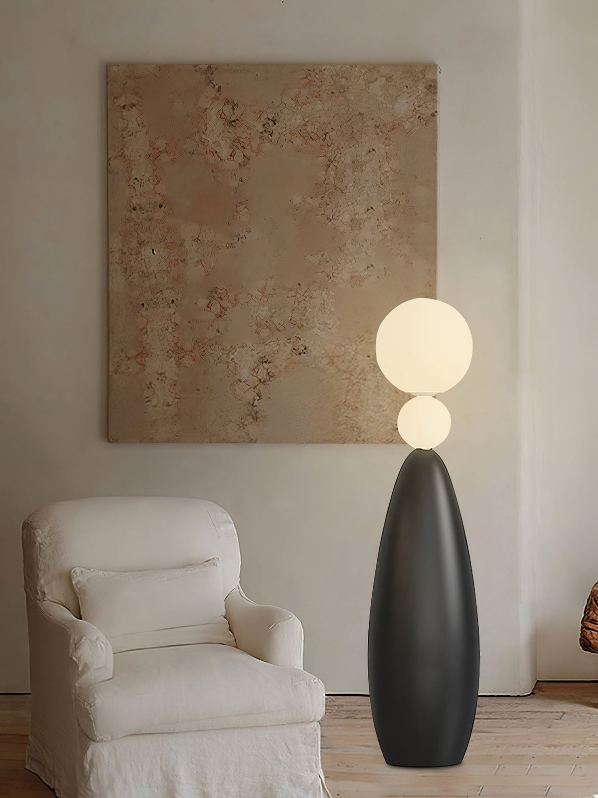 Ervynel vloerlamp zwart bolvormig minimalistisch woonkamer