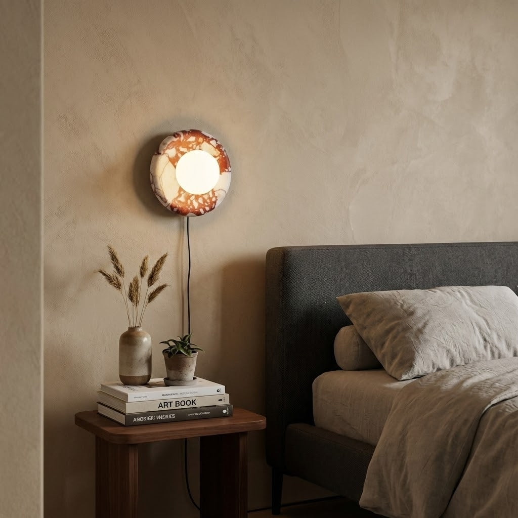 Vantheori Rood Marmeren wandlamp met Stekker (US)