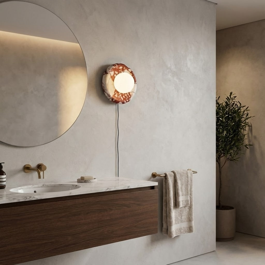 Vantheori Rood Marmeren wandlamp met Stekker (US)