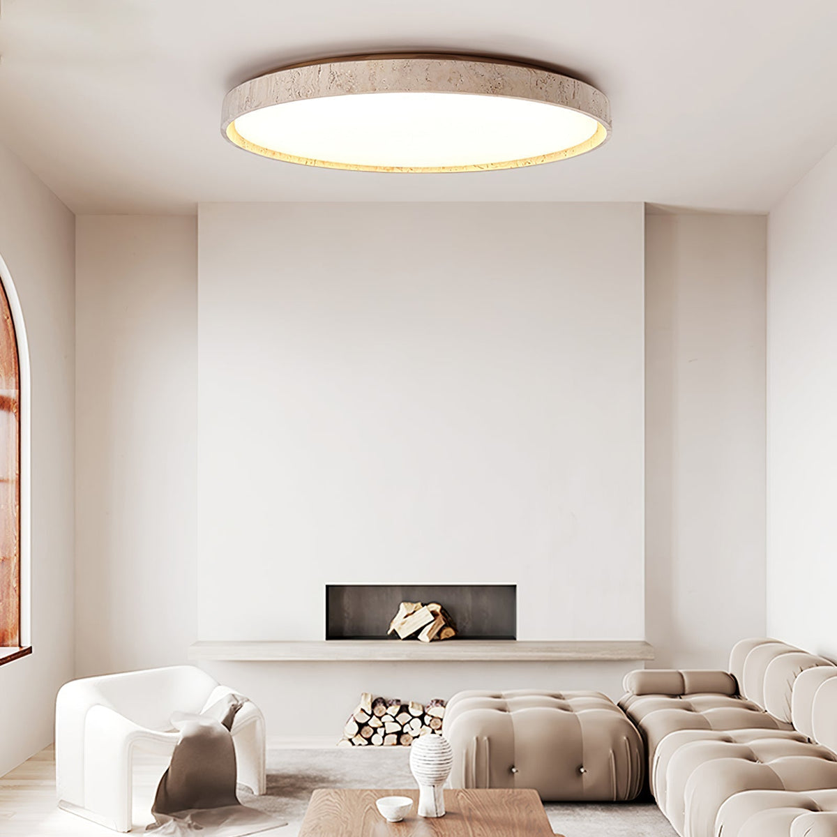 Kathy travertin Ronde plafondlamp
