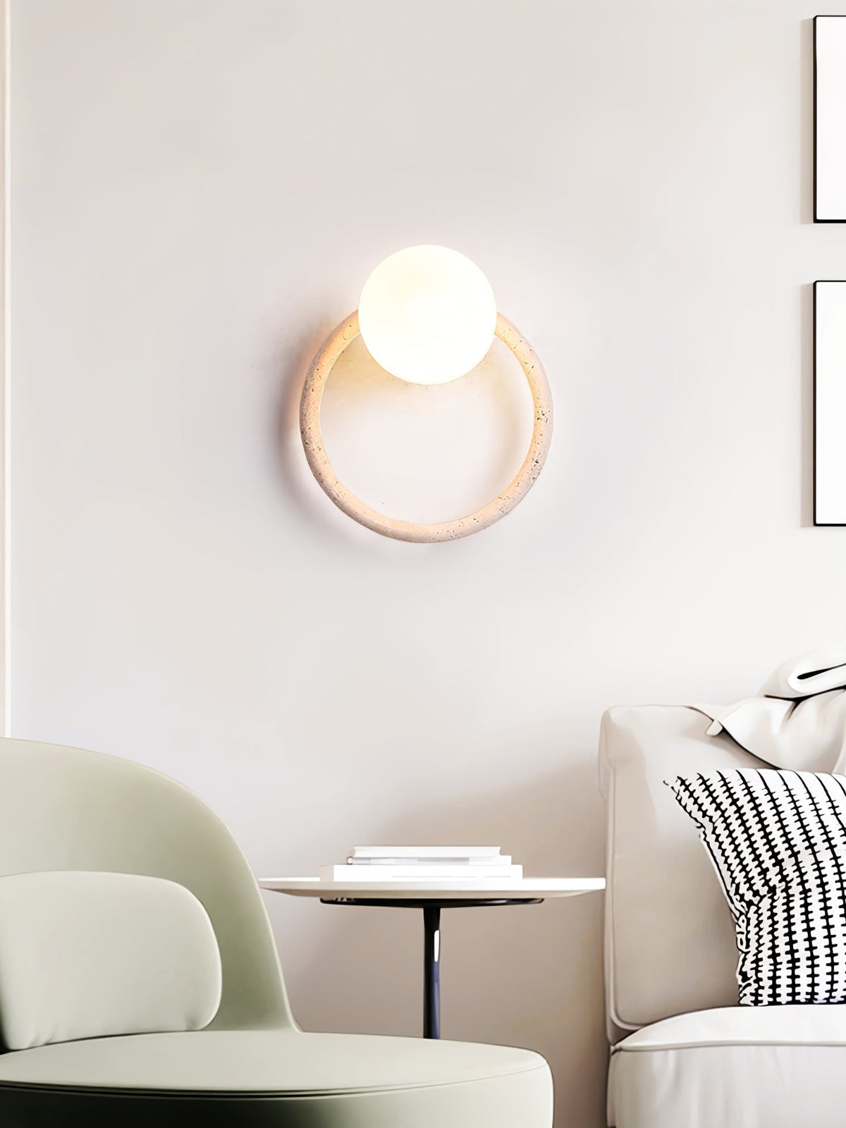 Idoryra Geel travertin wandlamp
