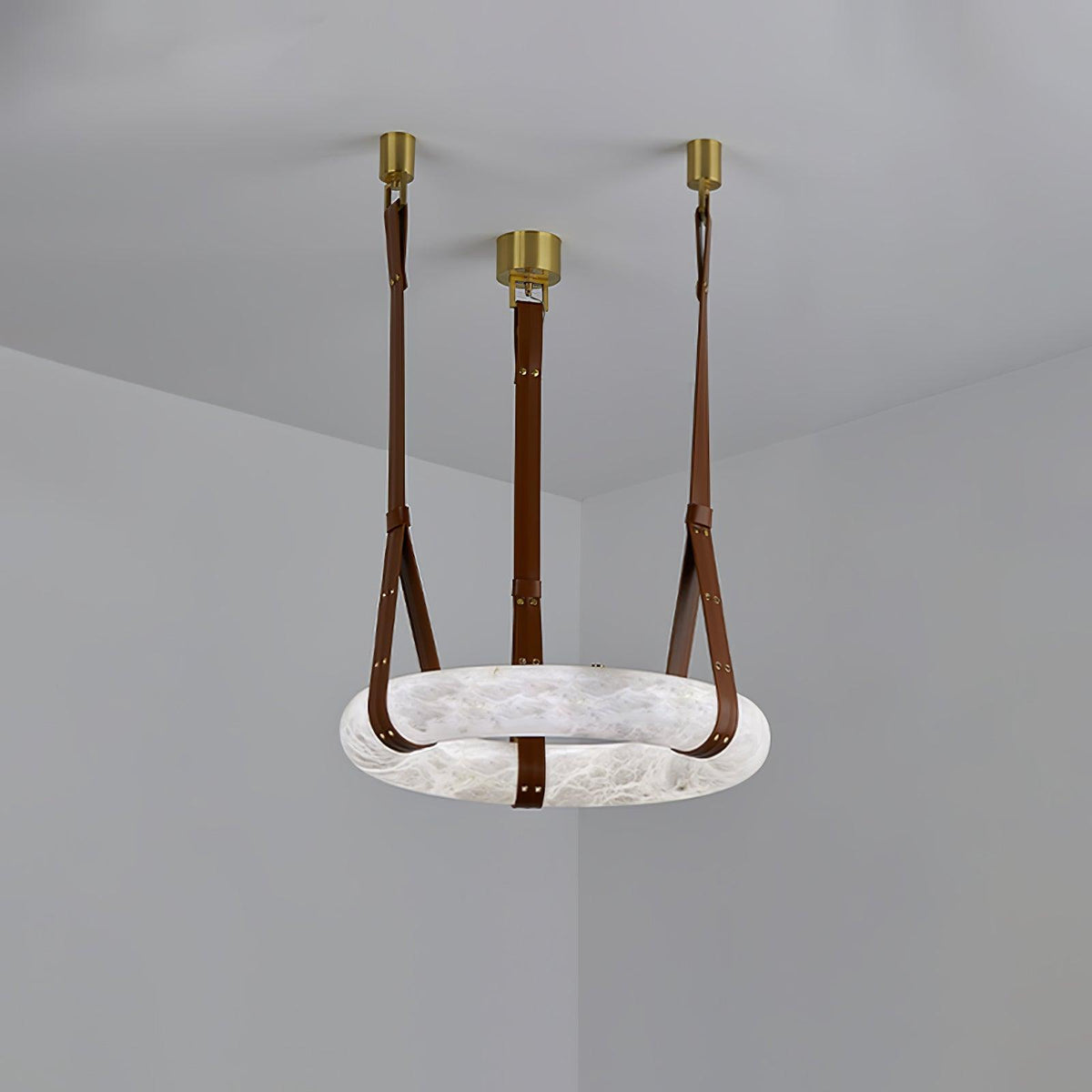 Oslo hanglamp albast ring leerbanden Scandinavisch