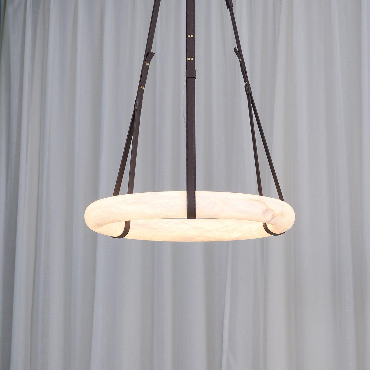 Oslo hanglamp albast ring leerbanden Scandinavisch