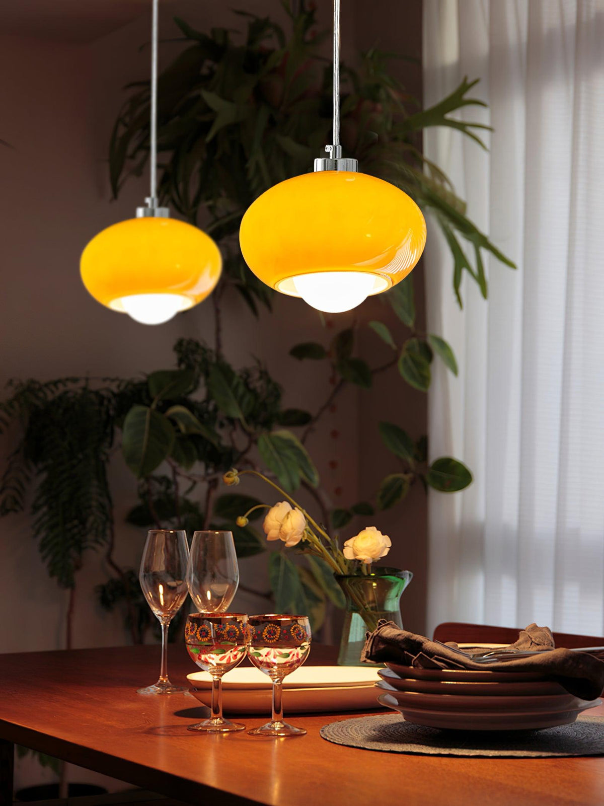 Tavira Retro hanglamp met oranje glas