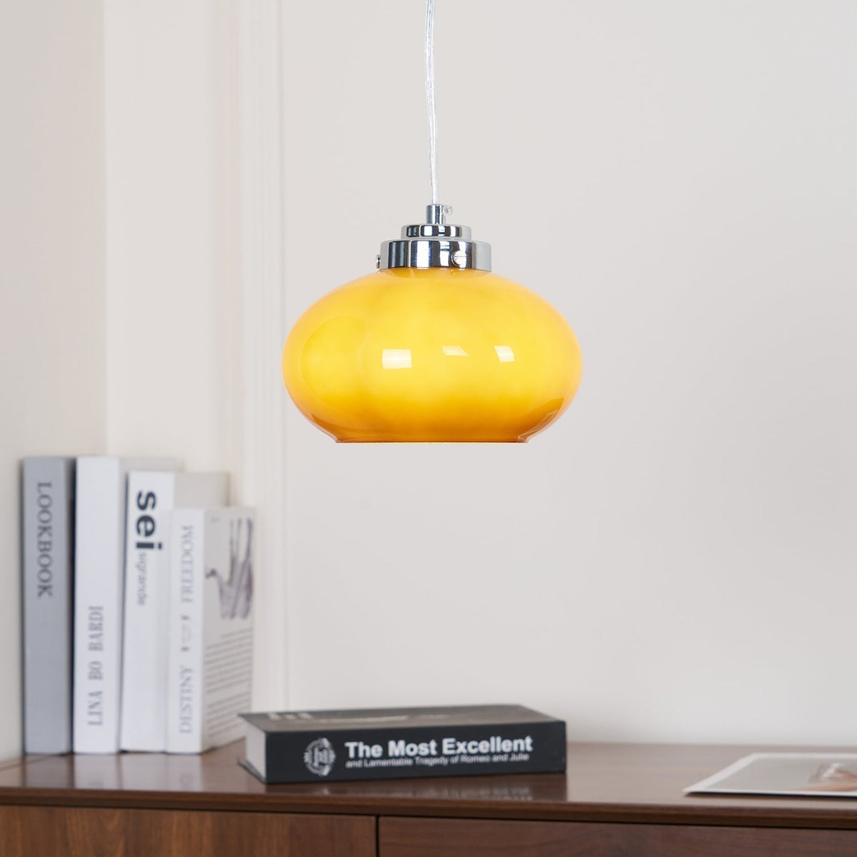 Tavira Retro hanglamp met oranje glas