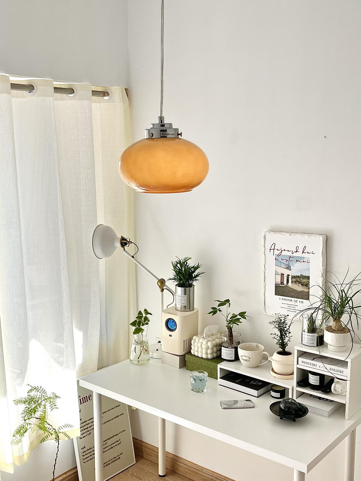 Tavira Retro hanglamp met oranje glas
