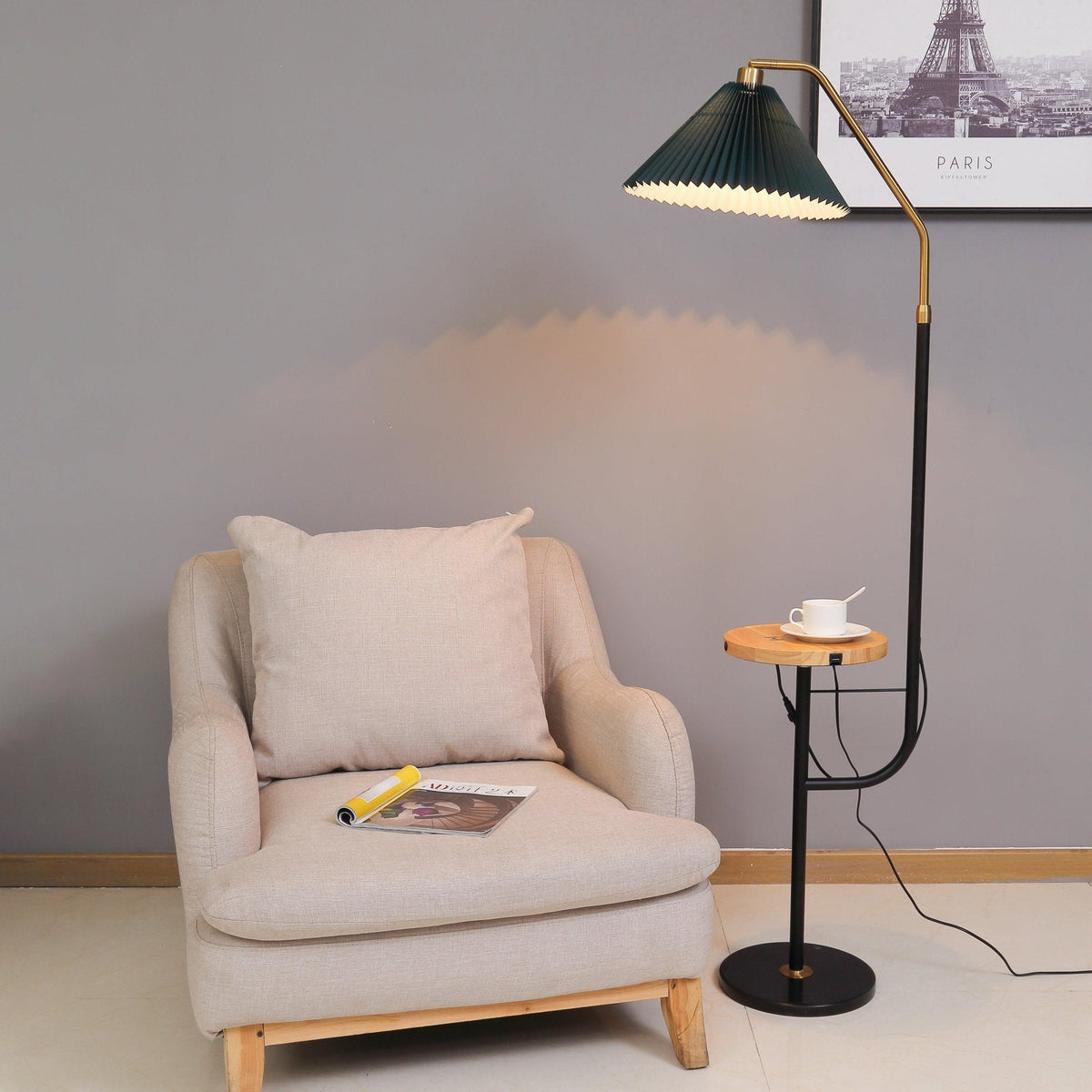 Nexc vloerlamp van marmer en hout