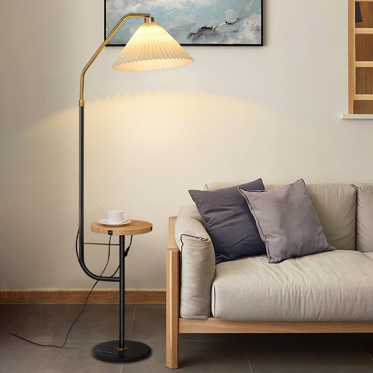 Nexc vloerlamp van marmer en hout