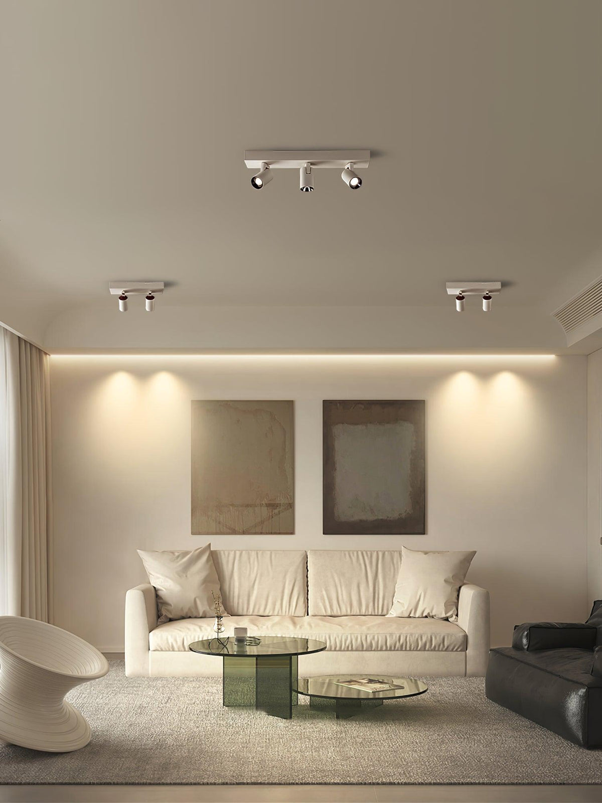 Falis POG-plafondlamp dubbel lineair met verstelbare spots