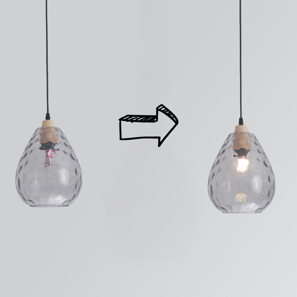 Avi Vintage Teardrop Hanglamp, Bar/Kitcheneiland, Glas/Hout