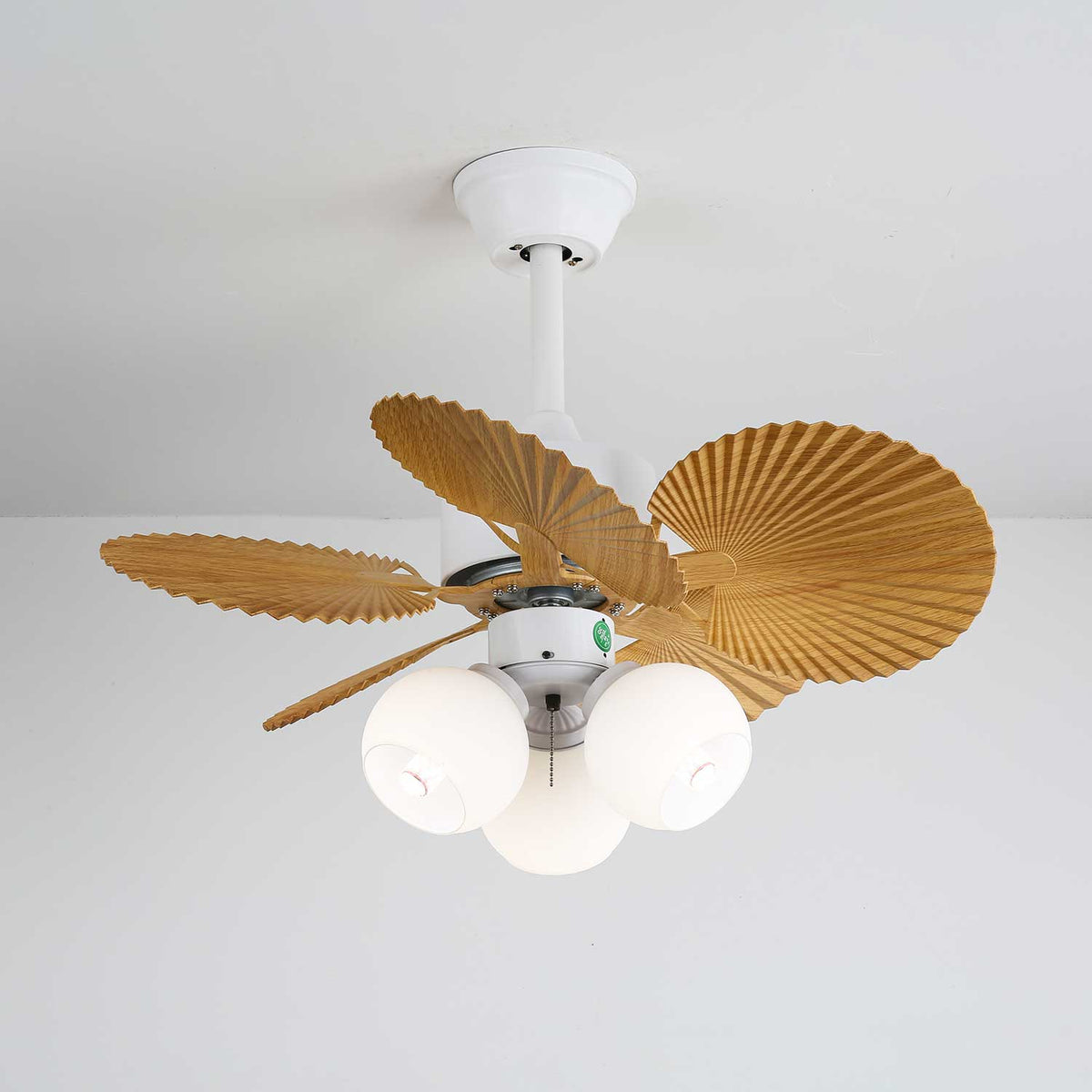 Elvoelle Vintage Houten glas Plafondventilator met Verlichting