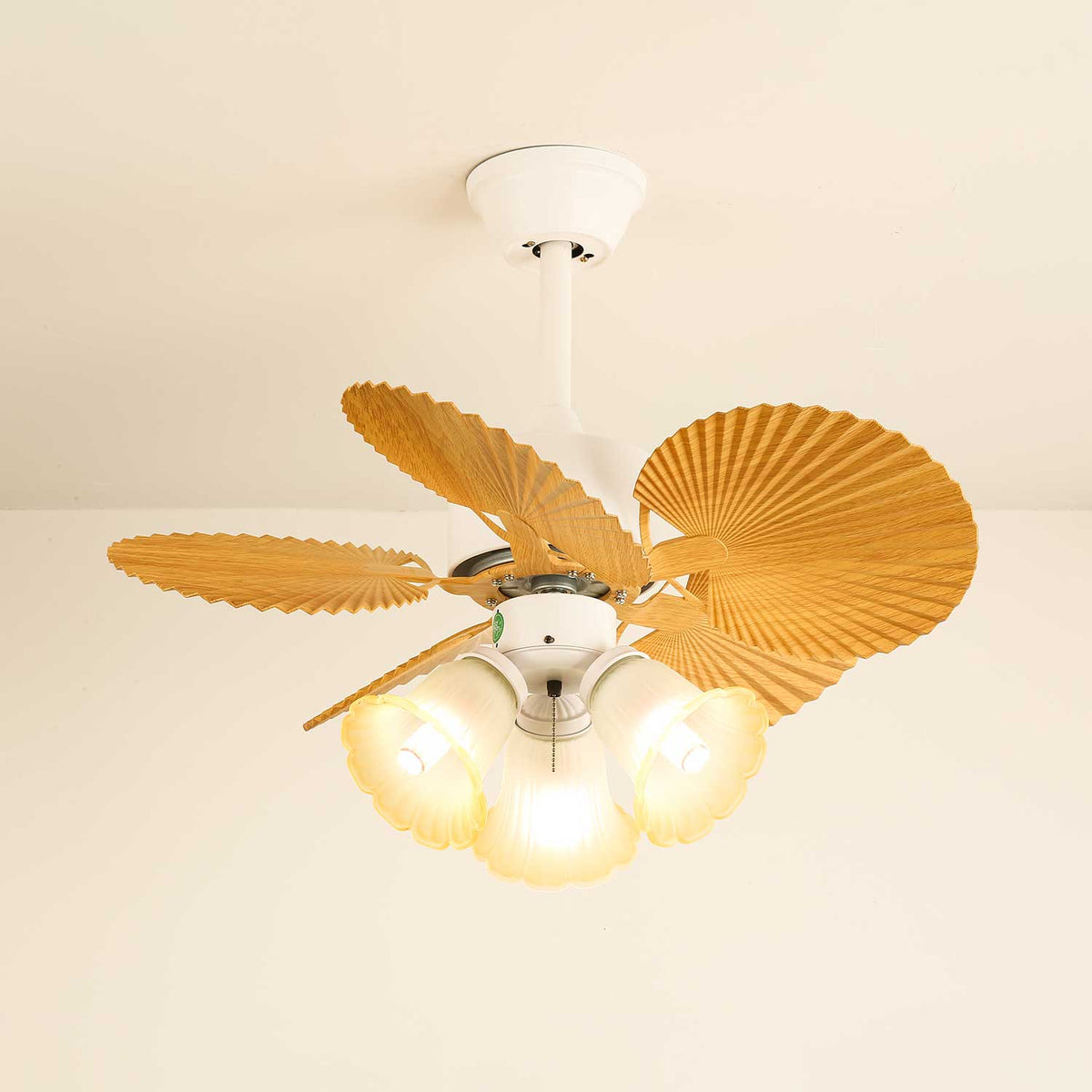 Elvoelle Vintage Houten glas Plafondventilator met Verlichting