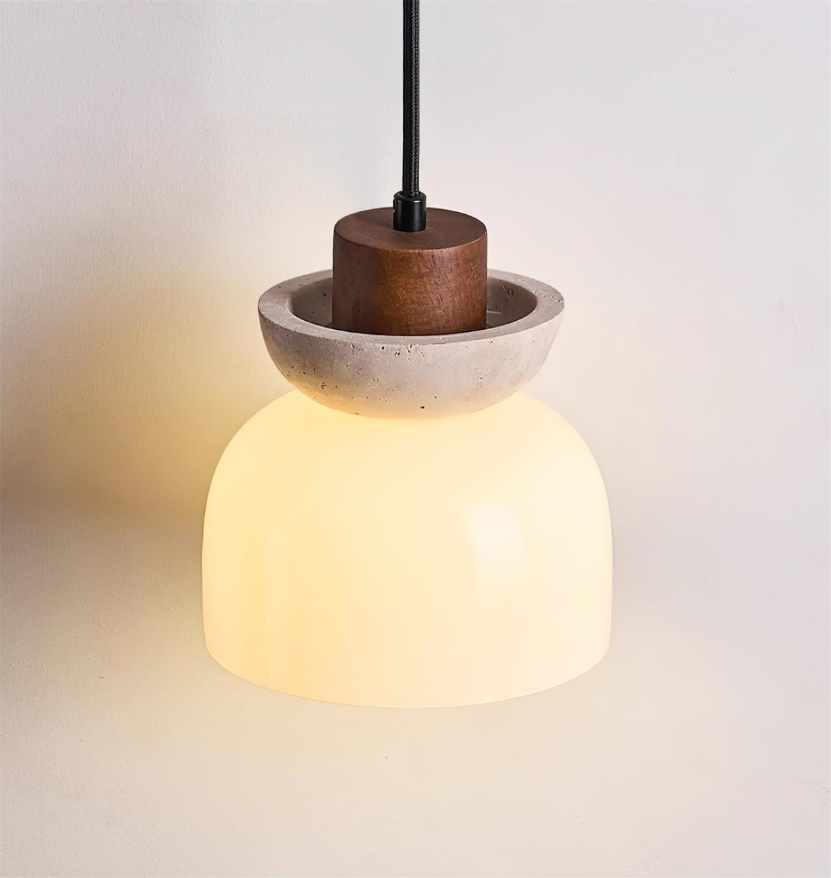 Norenx travertin koepelvormige glas hanglamp Hout