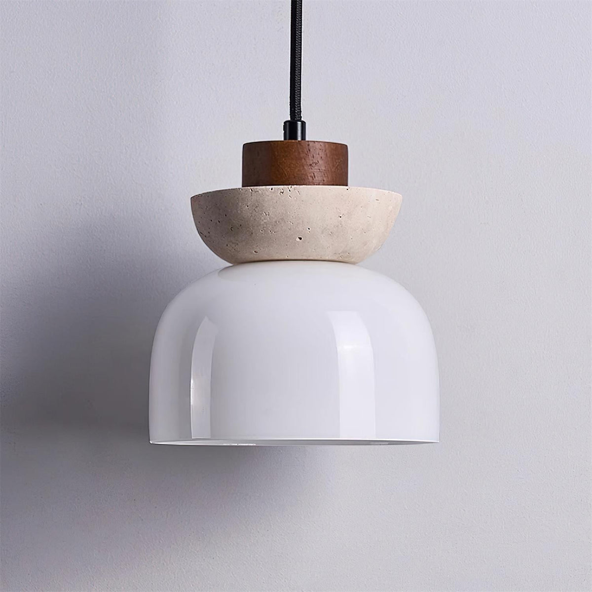 Norenx travertin koepelvormige glas hanglamp Hout