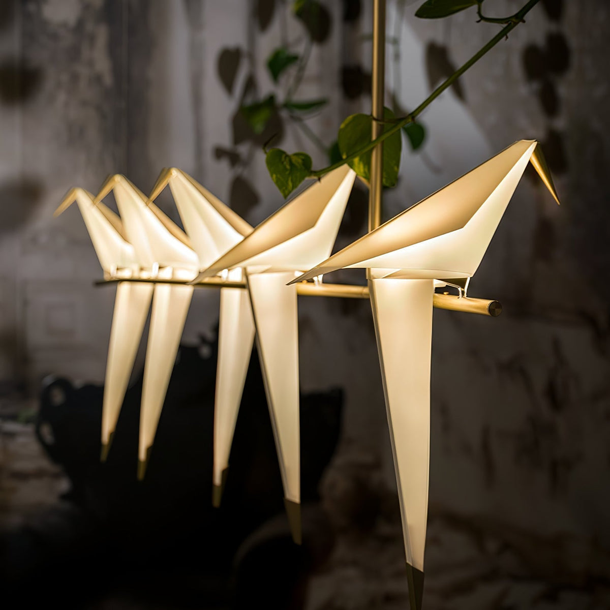 Lunuian kroonluchter Paper Crane Bird sculpturale LED