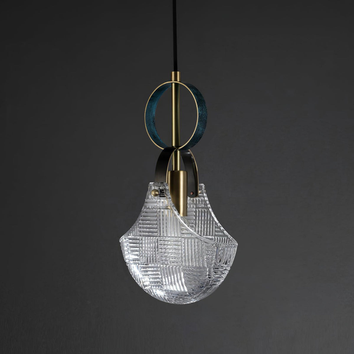 Eirerine hanglamp glas messing teal