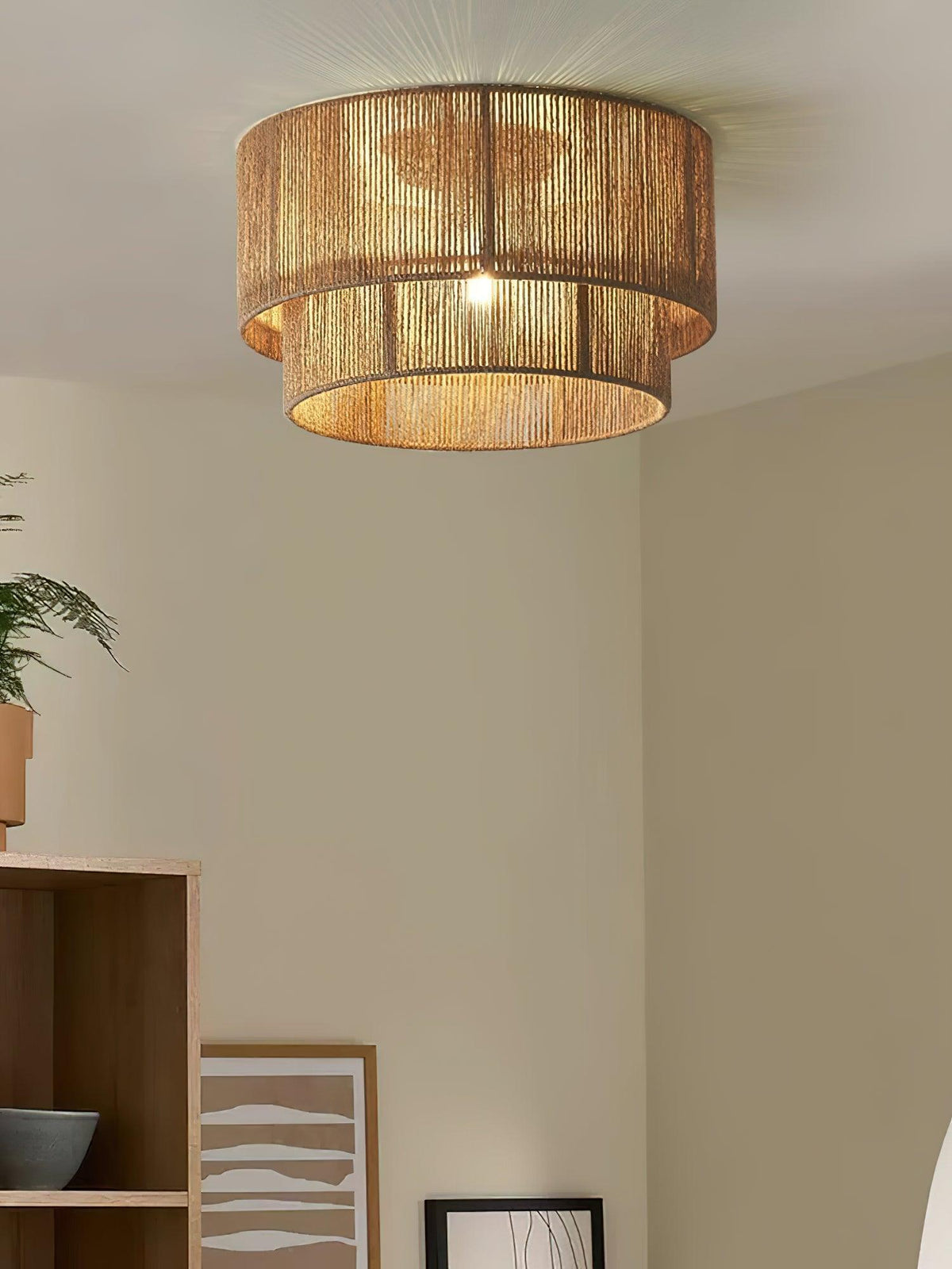 Casora klassiek Art Natuurlijk hennepkoord plafondlamp