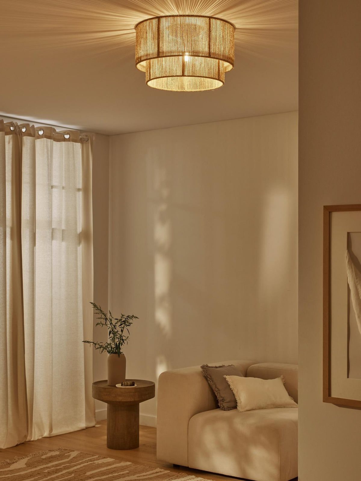 Casora klassiek Art Natuurlijk hennepkoord plafondlamp