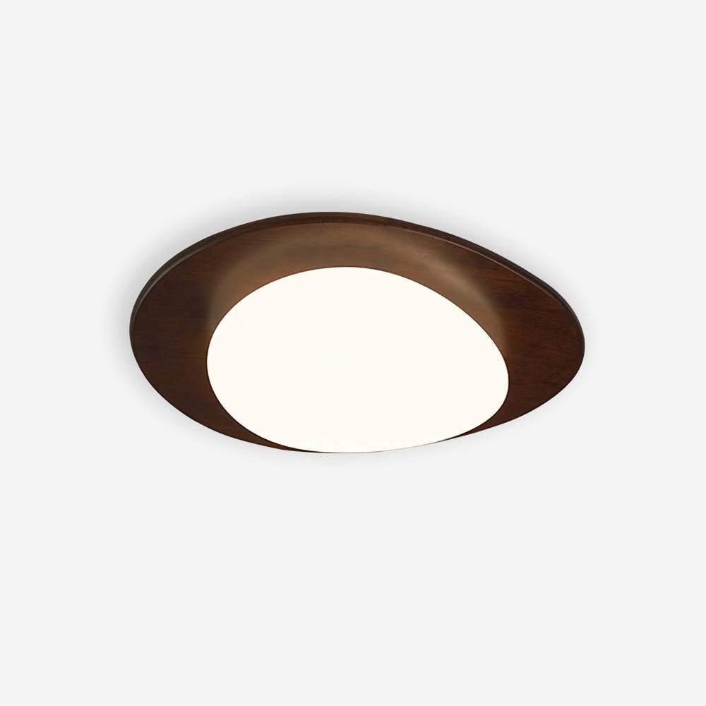 Evory plafondlamp in walnoothout met kiezelvormige-vorm
