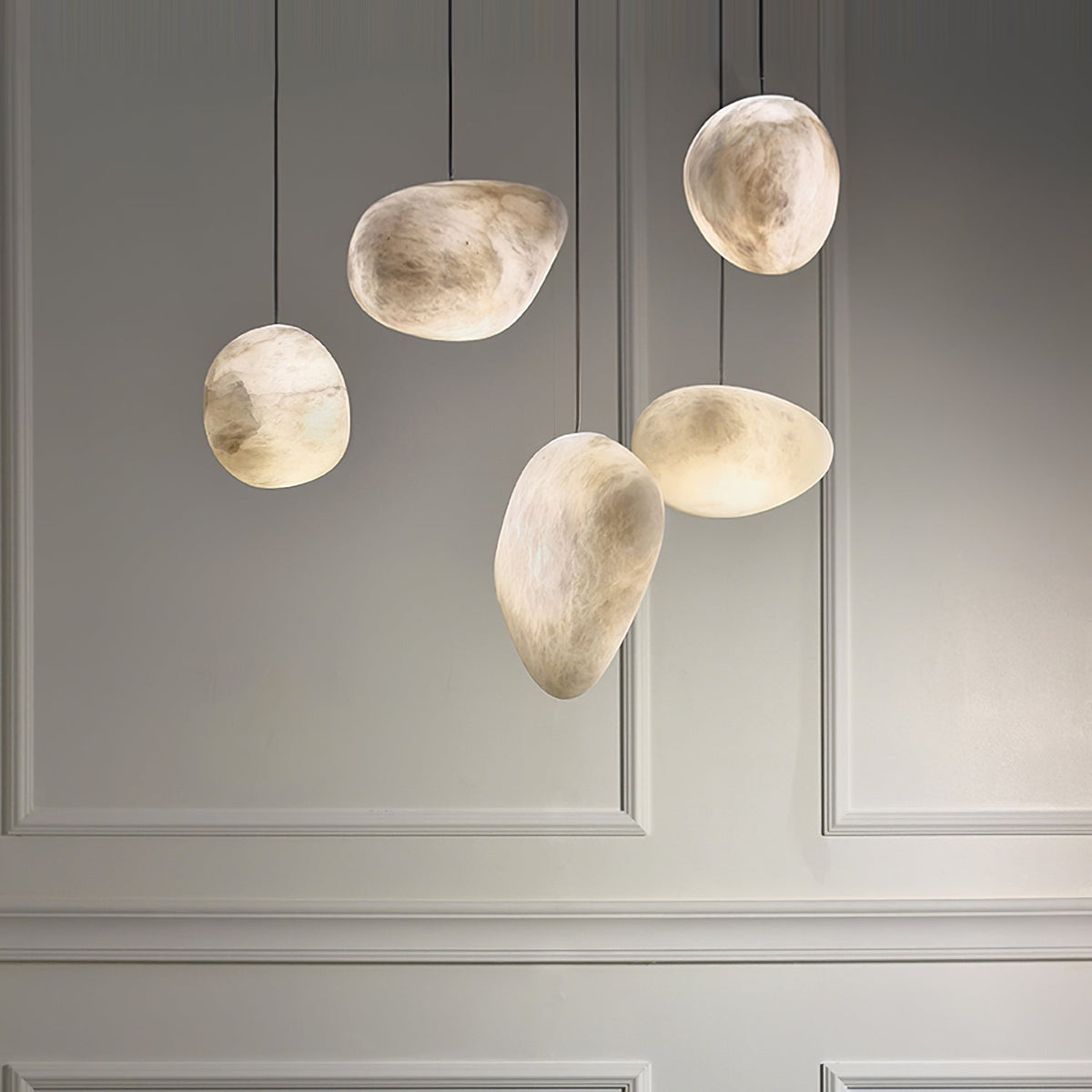 Nivisaya kiezelvormige albasten hanglamp
