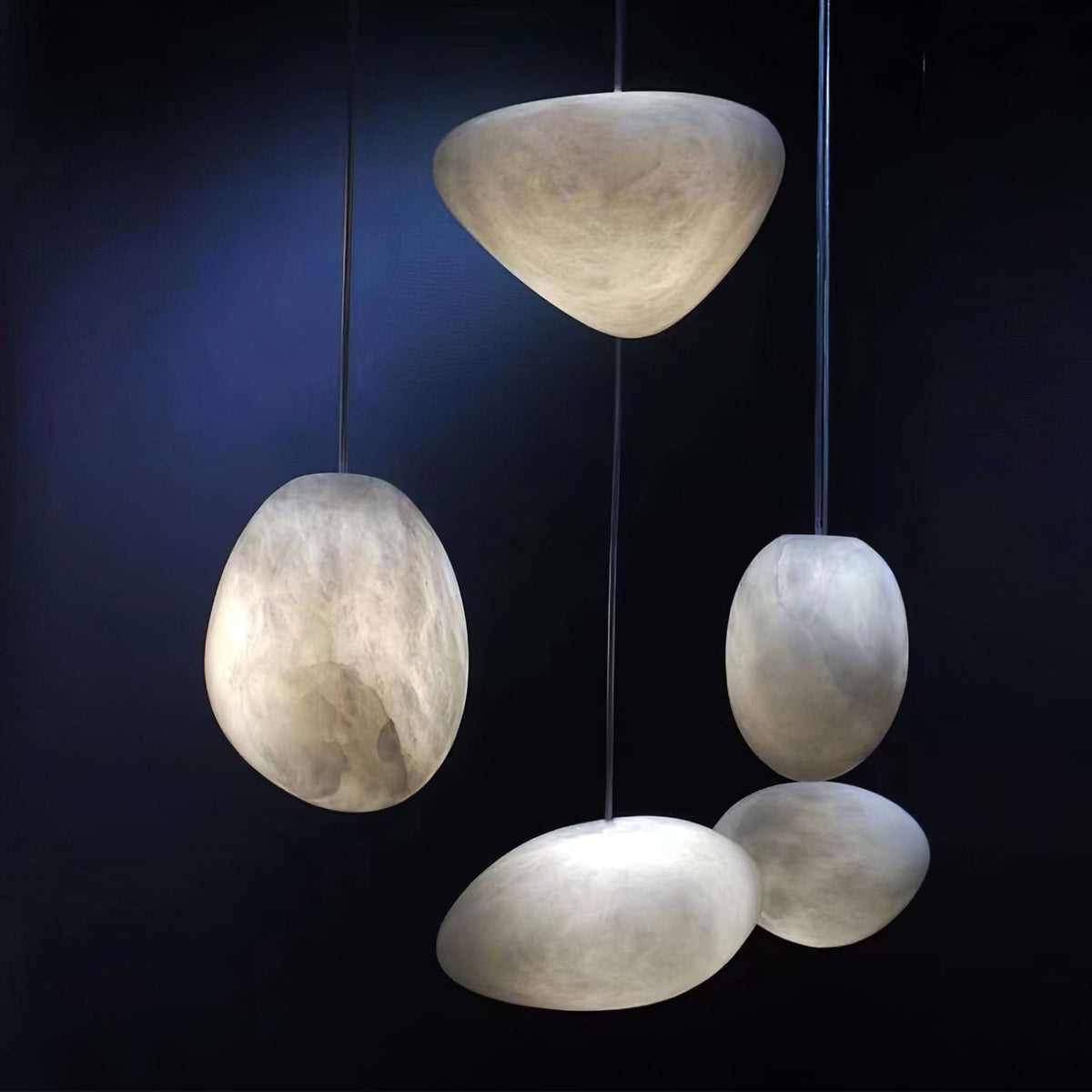 Nivisaya kiezelvormige albasten hanglamp