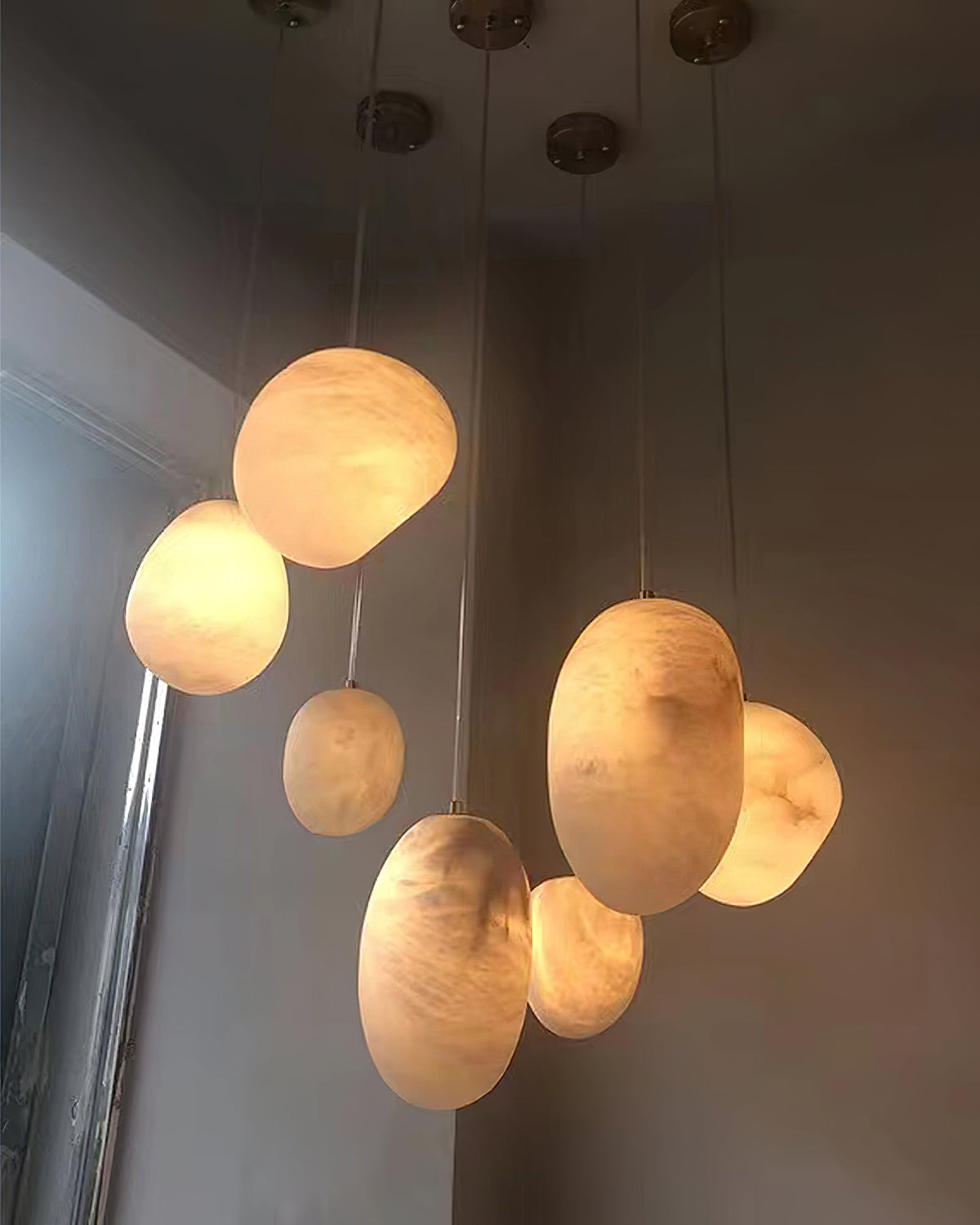 Nivisaya kiezelvormige albasten hanglamp