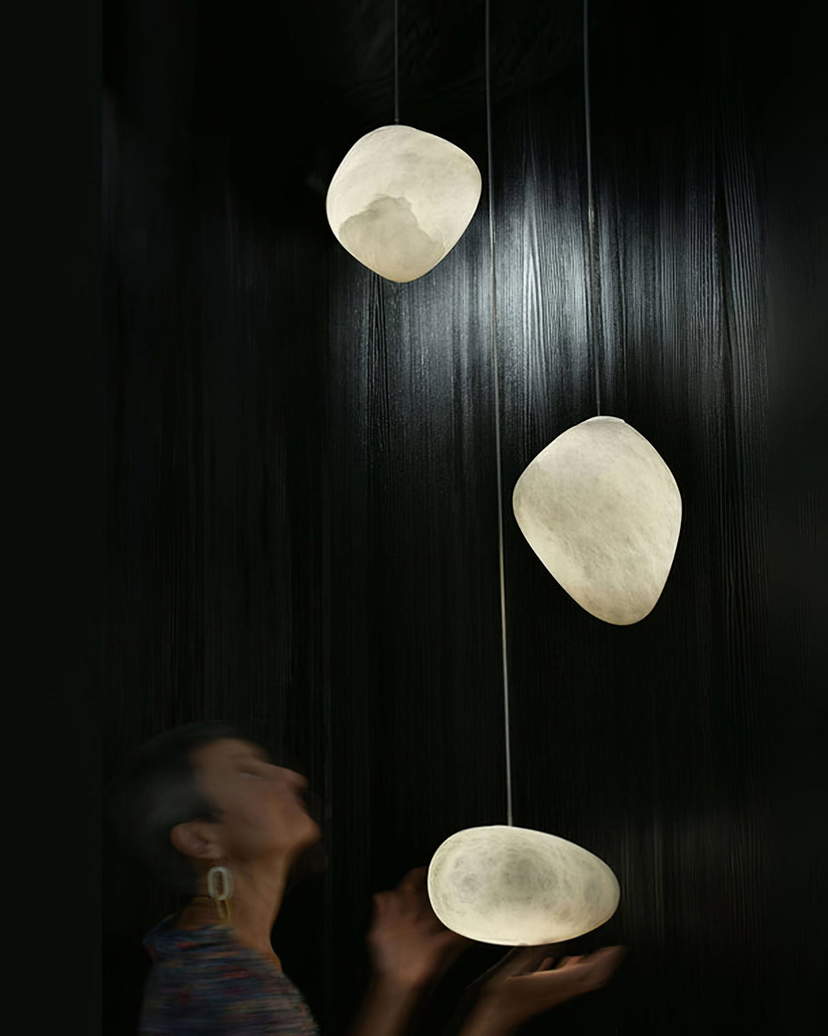 Nivisaya kiezelvormige albasten hanglamp