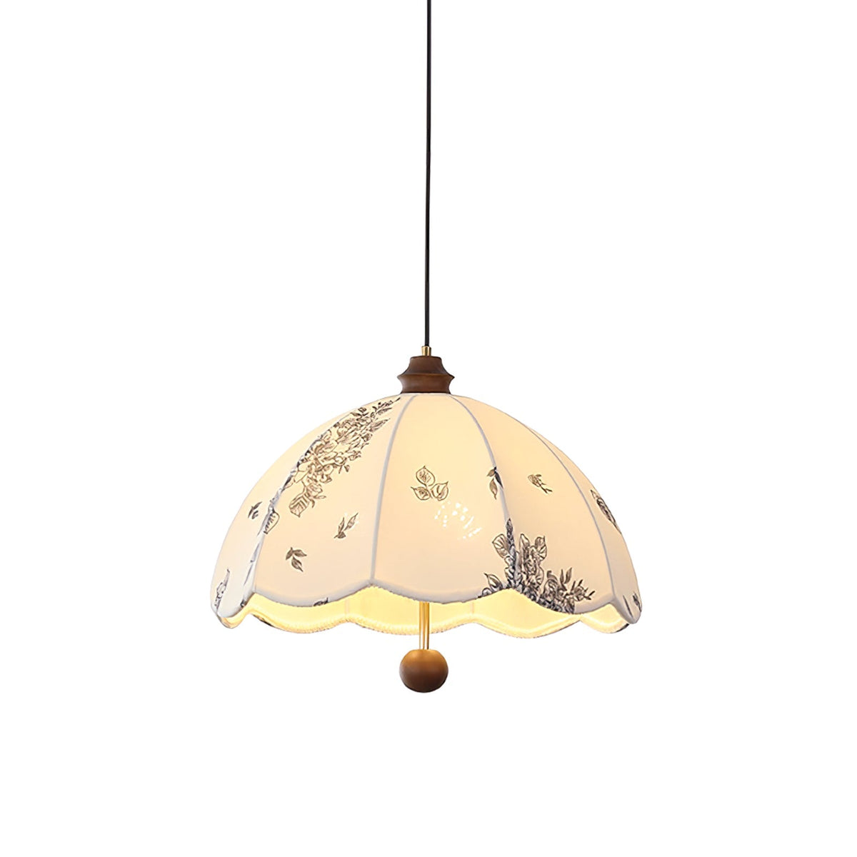 Vevenir Petal Whisper hanglamp van hout en stof met bloemblaadjes
