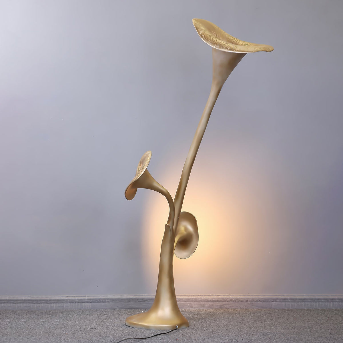 Esole Bloemmotief messing vloerlamp