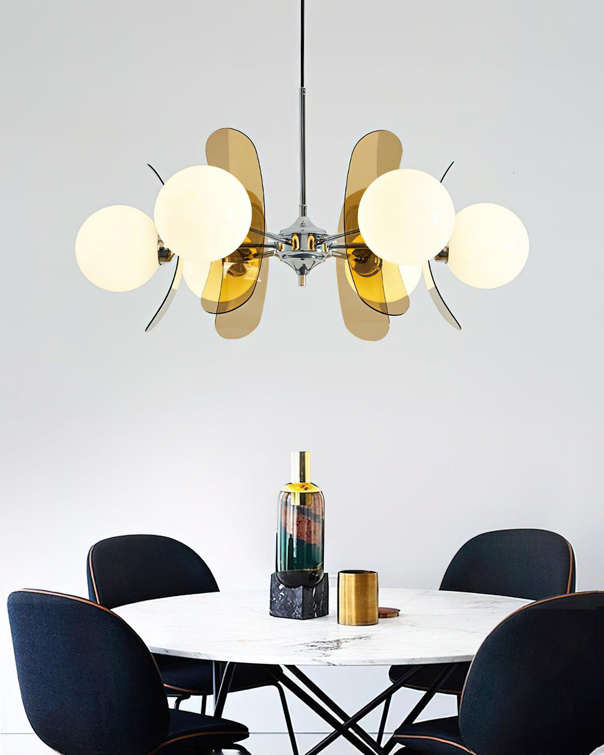 Quay Kroonluchter met Phosphorescent Glazen Lampenkap
