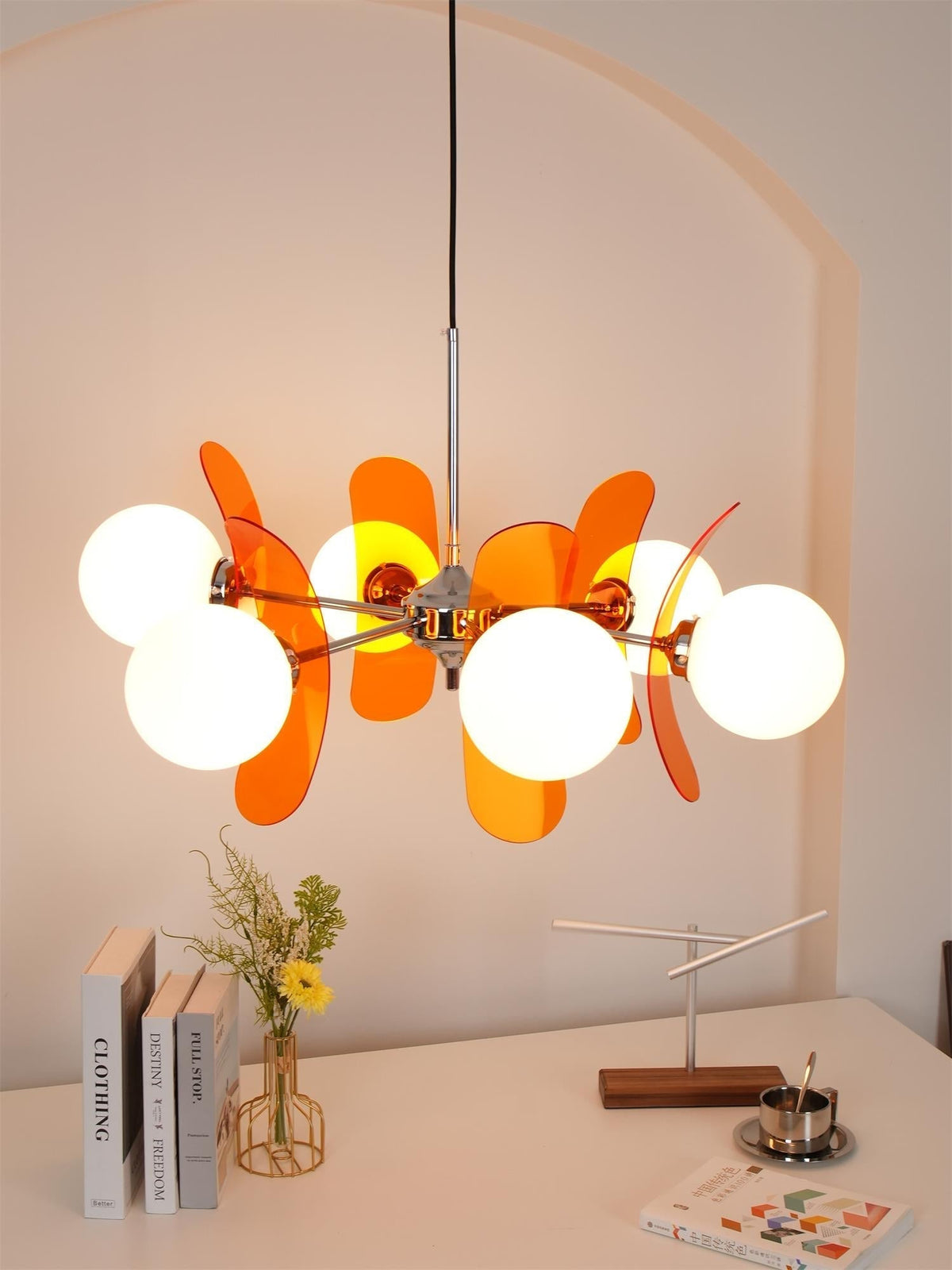 Quay Kroonluchter met Phosphorescent Glazen Lampenkap