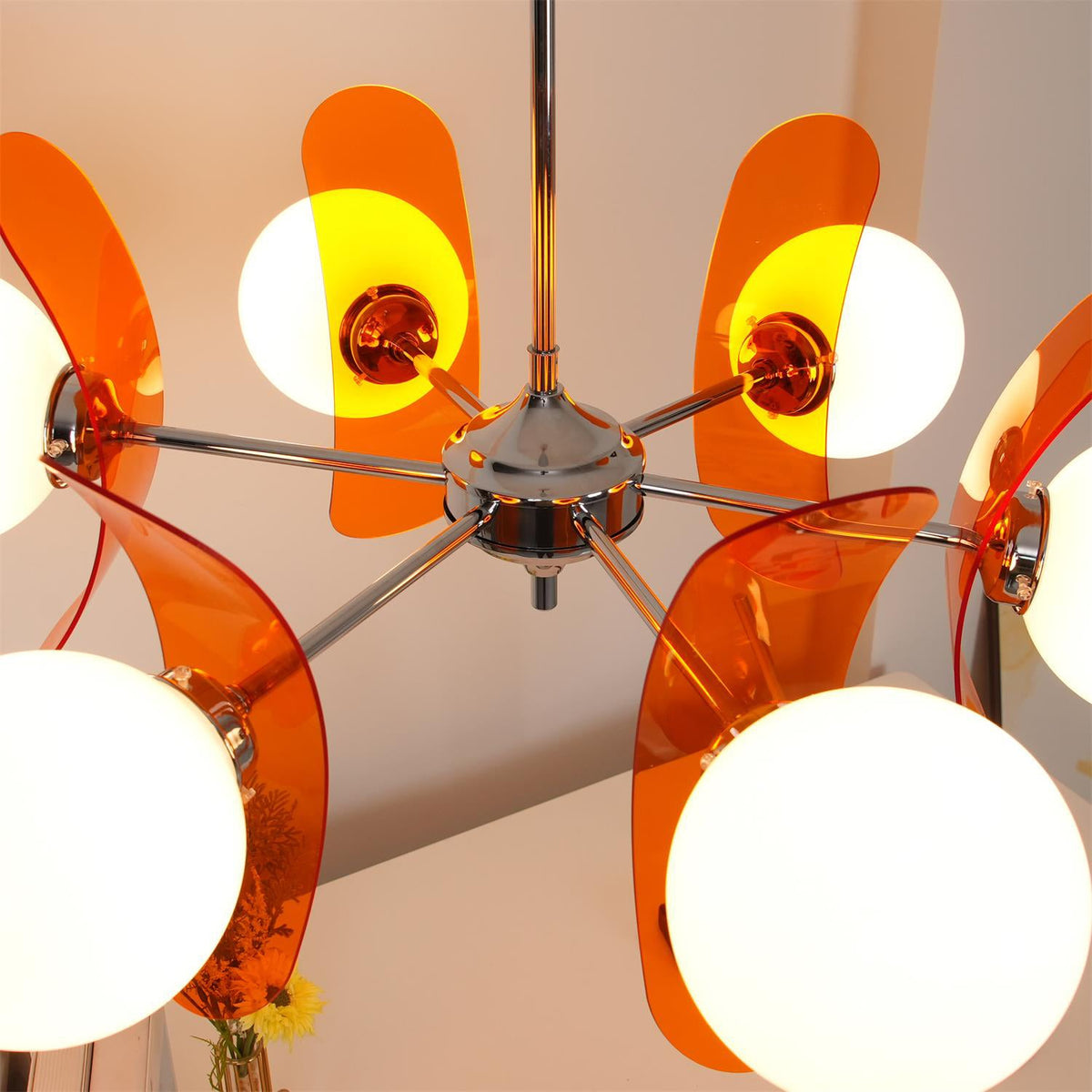Quay Kroonluchter met Phosphorescent Glazen Lampenkap