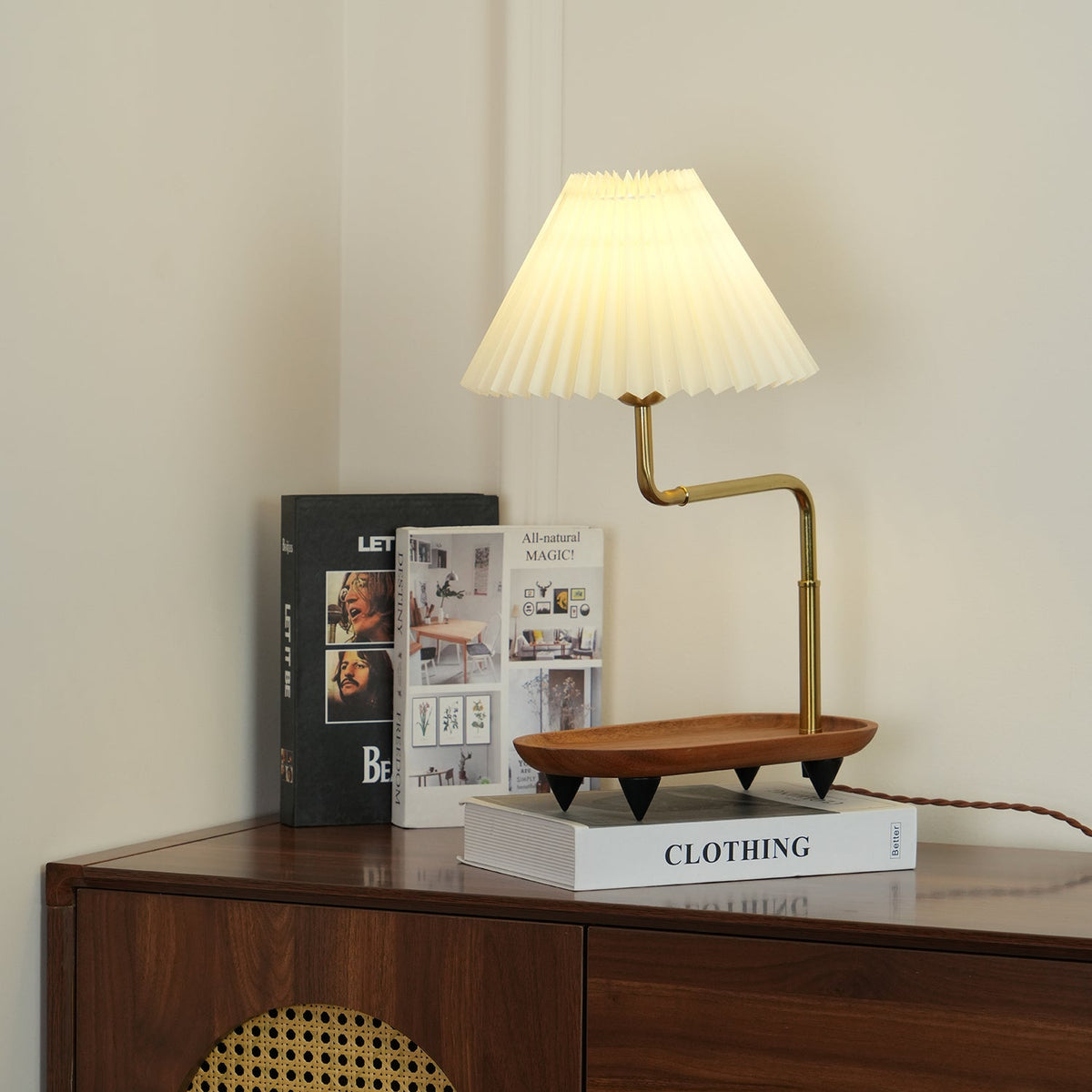 Rinenina Houten Stoffen Vintage tafellamp
