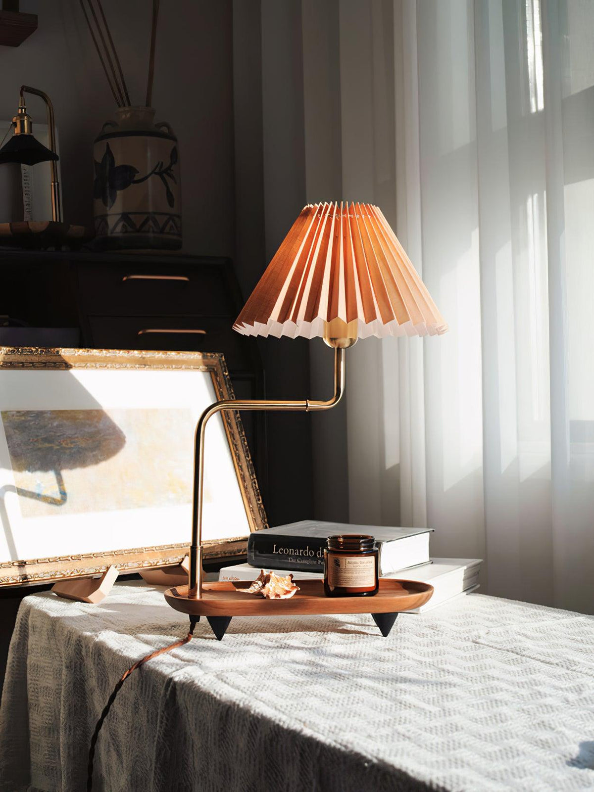 Rinenina Houten Stoffen Vintage tafellamp