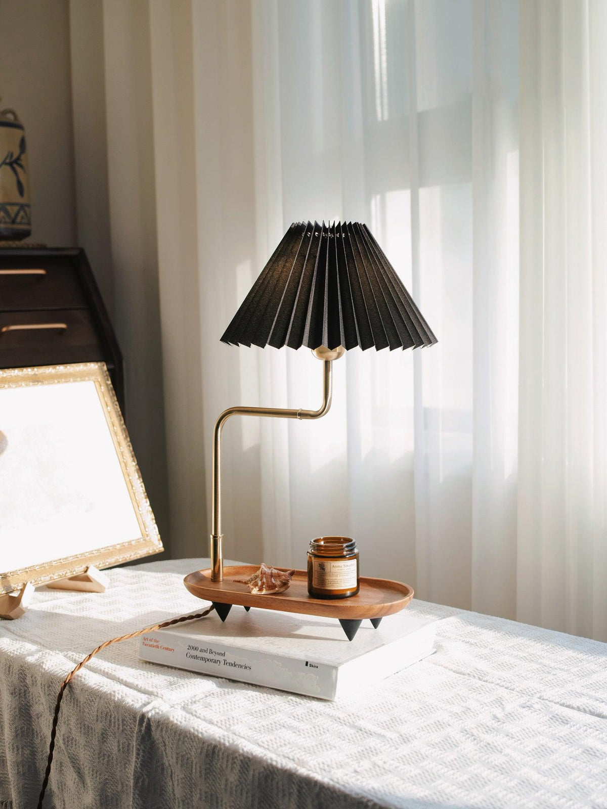 Rinenina Houten Stoffen Vintage tafellamp