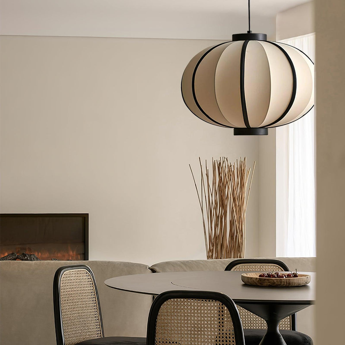 Lumara hanglamp met stoffen lantaarnkap in vintage stijl