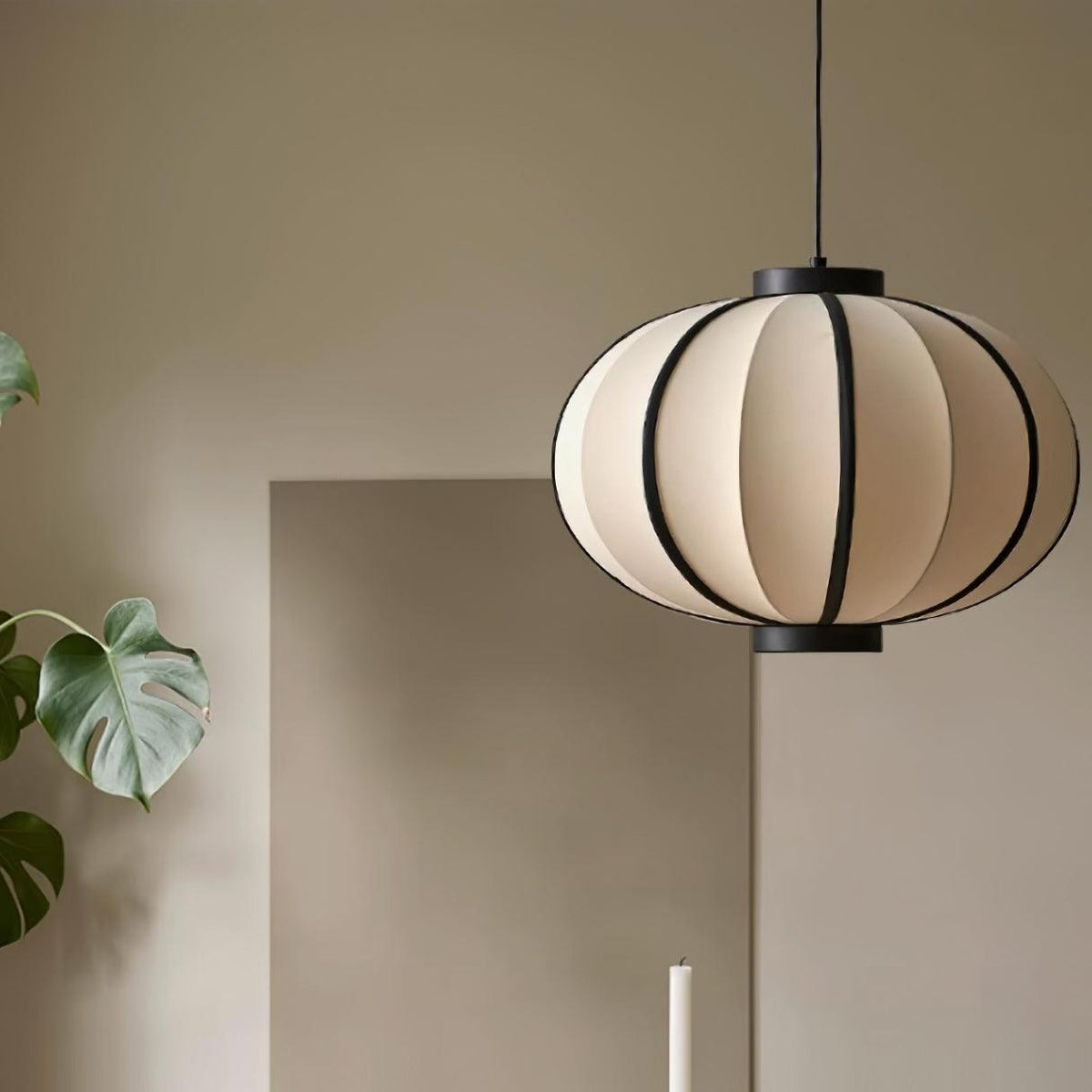 Lumara hanglamp met stoffen lantaarnkap in vintage stijl