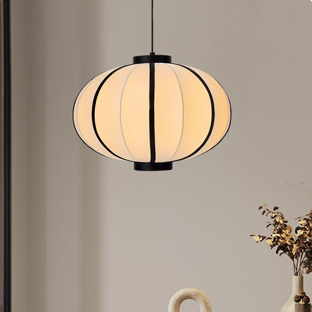 Lumara hanglamp met stoffen lantaarnkap in vintage stijl