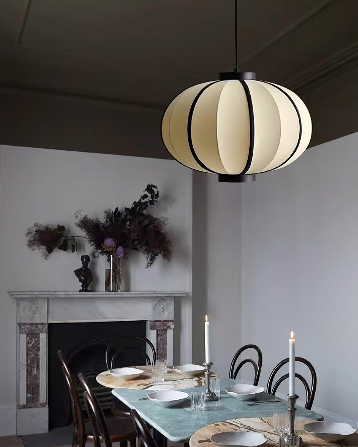 Lumara hanglamp met stoffen lantaarnkap in vintage stijl