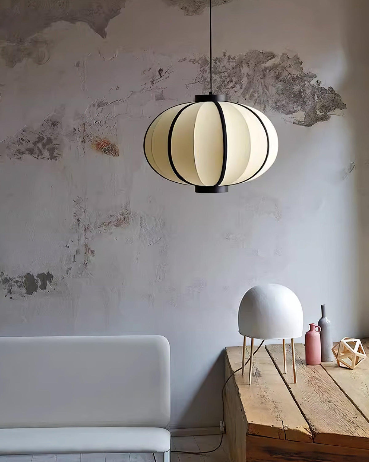Lumara hanglamp met stoffen lantaarnkap in vintage stijl