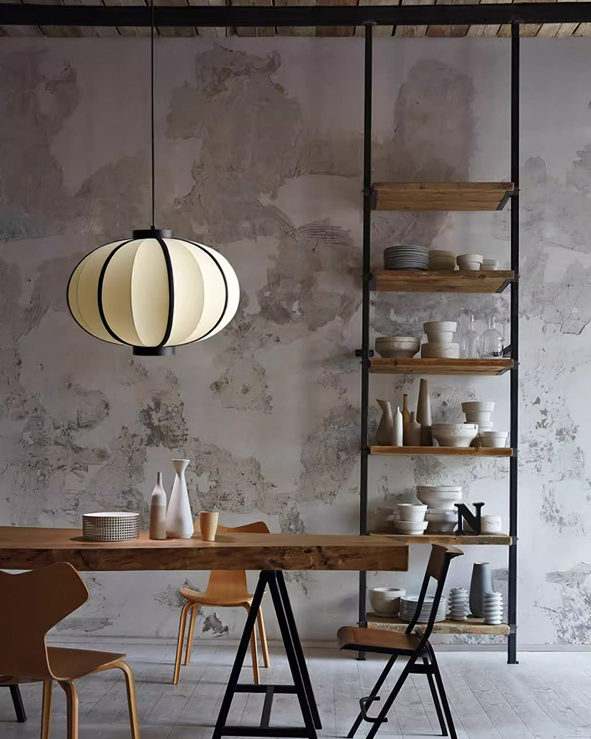 Lumara hanglamp met stoffen lantaarnkap in vintage stijl