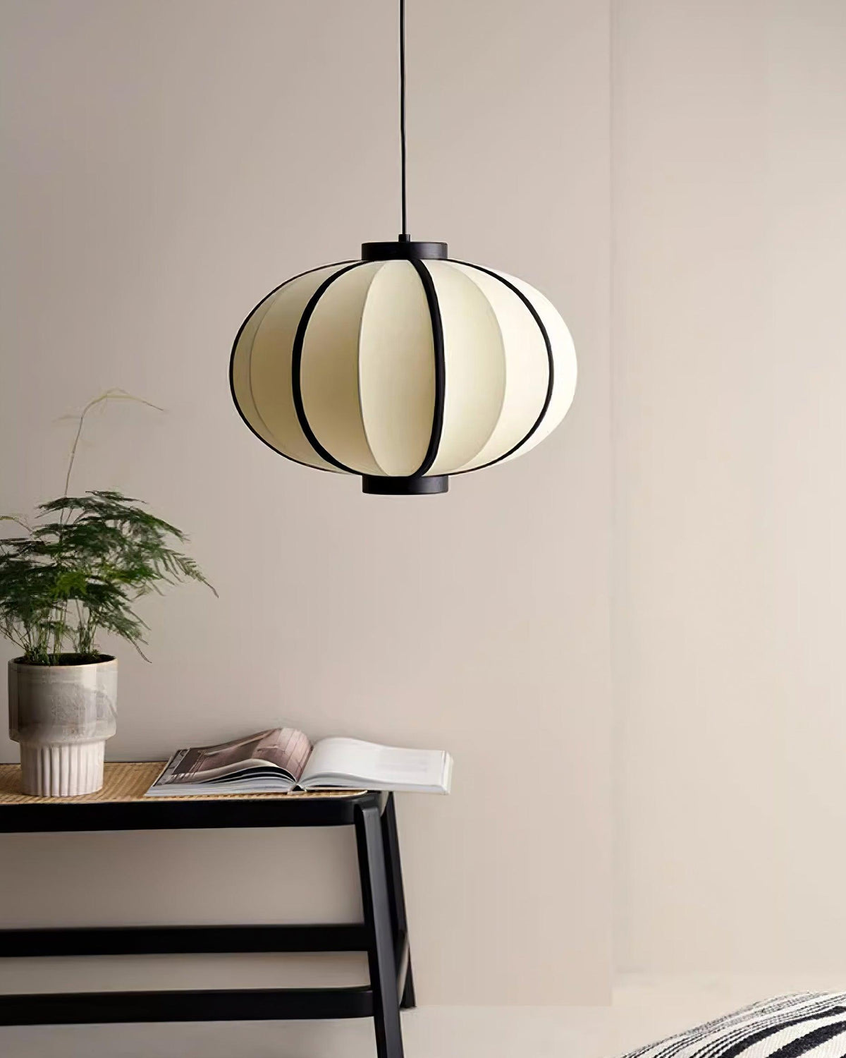 Lumara hanglamp met stoffen lantaarnkap in vintage stijl